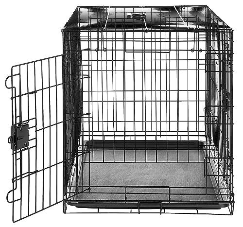 Amazon Basics Durable, Foldable Metal Wire Dog Crate with Tray, Double Door, 36 x 23 x 25 in, Black - Image 4