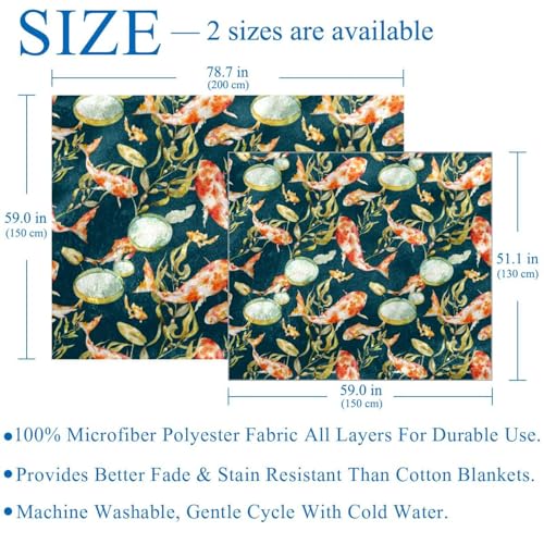 Couverture lit et sofa carpe dorée en microfibre légère haut de gamme