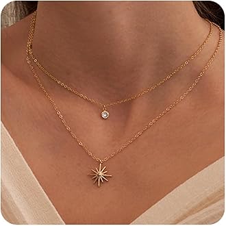Dainty 14k Gold Plated/Silver Cubic Zirconia Necklaces for Women, Simple CZ Jewelry Necklaces Trendy Gifts