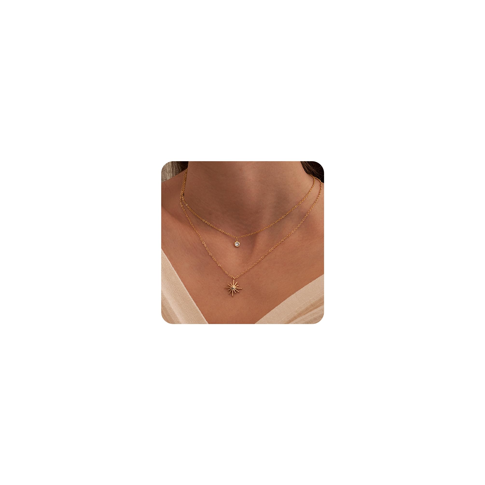 Dainty 14k Gold Plated/Silver Cubic Zirconia Necklaces for Women, Simple CZ Jewelry Necklaces Trendy Gifts