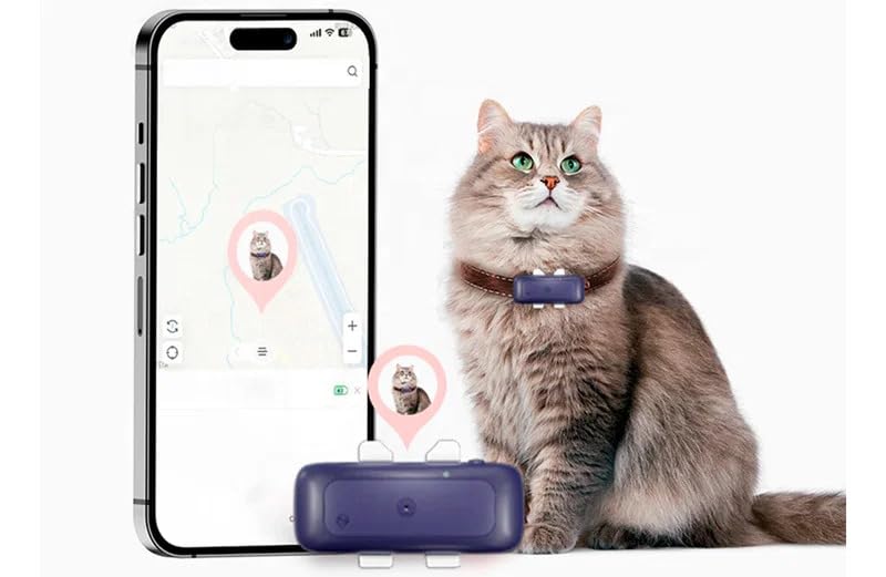P. Lindberg GPS-Tracker für Katzen und kleine Hunde, Echtzeit-Tracker | Echtzeit-Ortungsgerät, Geofence-Benachrichtigungen, 30-Tage-Verlauf, inklusive SIM-Karte, Halsband & Kabel, 1 Jahr Abonnement