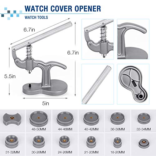 Watch Press Set Back Case Closer, 19pcs Watch Back Press Tool Watch Battery Replacement Tool Kit Watch Repair kit with Press, 18mm-50mm Fitting Dies Watch Tool Kit, Watch Case Press Watch Opener Tool - Thumbnail 6