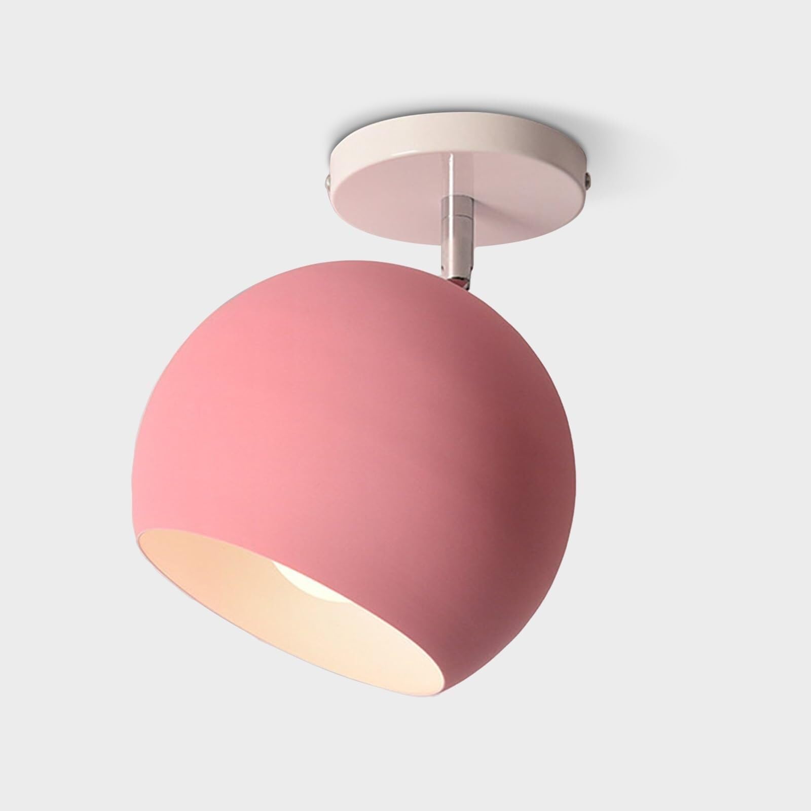 TONFON Nordic Adjustable Angle Ceiling Lamp Spot Lighting Metal Ceiling Light Semi Flush Mount Ceiling Light Fixture for Hallway Balcony Entryway Foyer Stairwell Aisle Loft Restaurant(Pink)