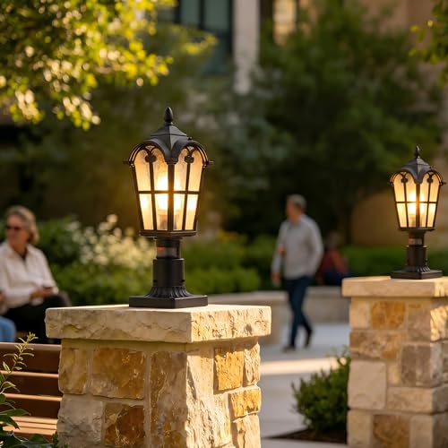 Outdoor Post Light Mounting Base 2 Pack Lighting Base, Cast Aluminum Mount Base For 3" Pillar Lights, 5.7" W x 5.7" D x 2.9" H Black Waterproof Exterior Porch Column Lamp Base For Outside Yard Deck by YLHogar - Image 7