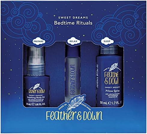 Feather & Down Sweet Dream Bedtime Rituals Gift Set (30ml Soothing body Oil, 50ml Pillow Spray & 10ml Relaxing Rollerball) - Create the perfect bedtime regime