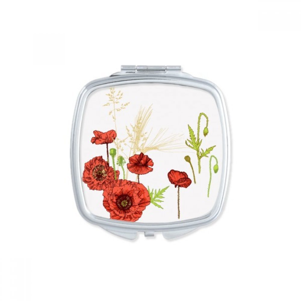 Miroir de poche avec peinture de coquelicot pour vos retouches maquillage en voyage