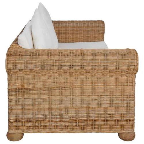 Willood 2-Sitzer-Sofa mit Kissen Natur Rattan Couch Sofa Loungesofa Sitzmöbel Wohnzimmersofa Rattansofa Couchgarnitur Designsofa – Bild 6