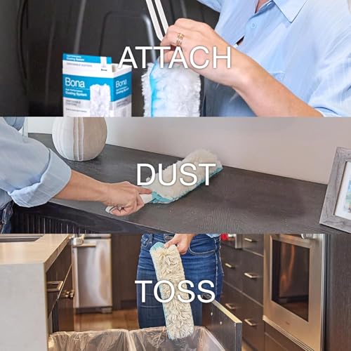 Image of Bona Disposable Duster Refills - High Performance Dusting System - Microfiber Dusters Remove Dust and Pet Hair for Quick Spot Cleaning, 9 Count (Pack of 3)