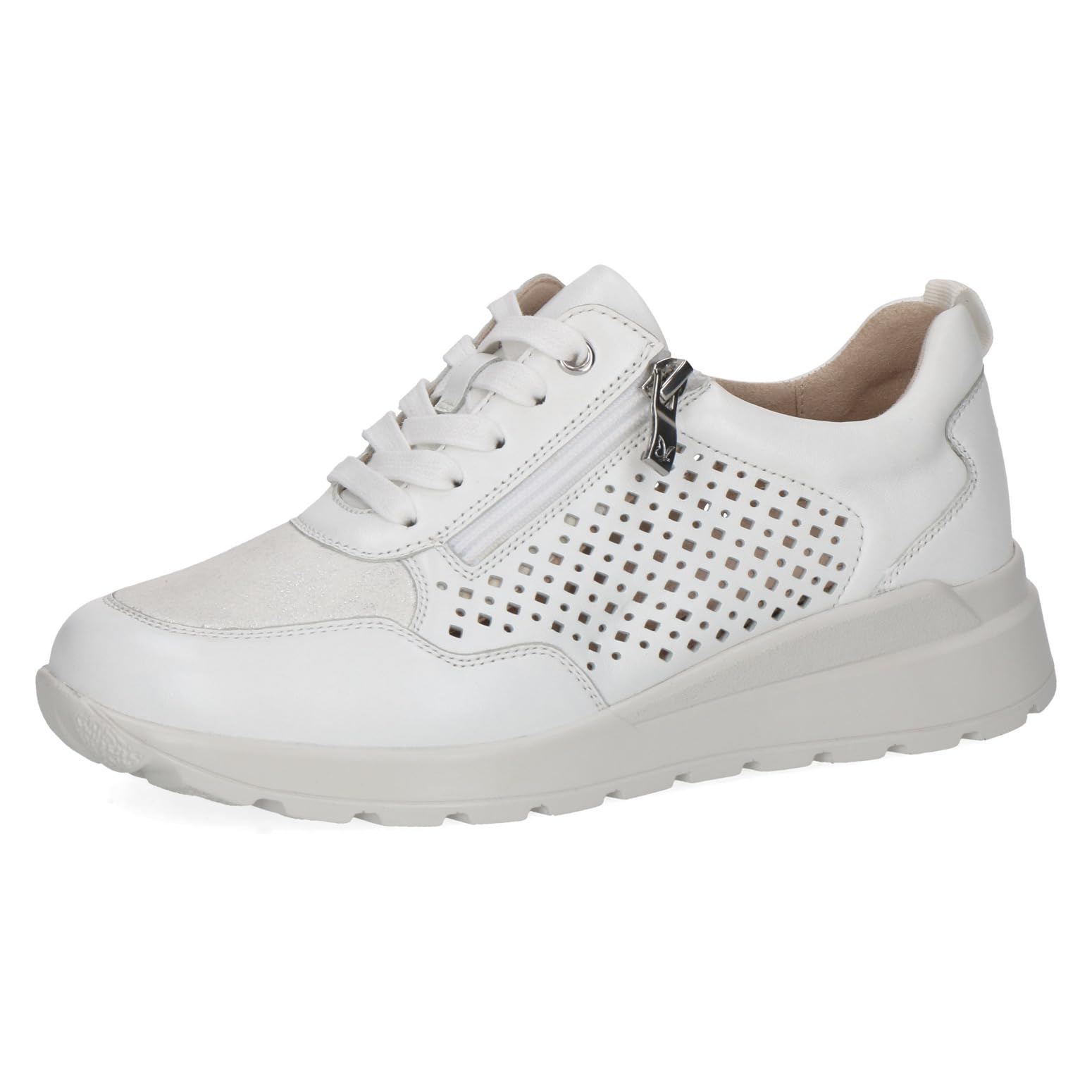 CAPRICE Women's Flat Sneakers, White (White/Silver), 6.5 UK