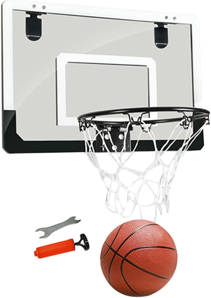 Mini Door Hanging Basketball Board Transparent Indoor Basketball Plate No Punching Installation Sturdy Construction Compact Space-Saving Design for Home and Office Black Series