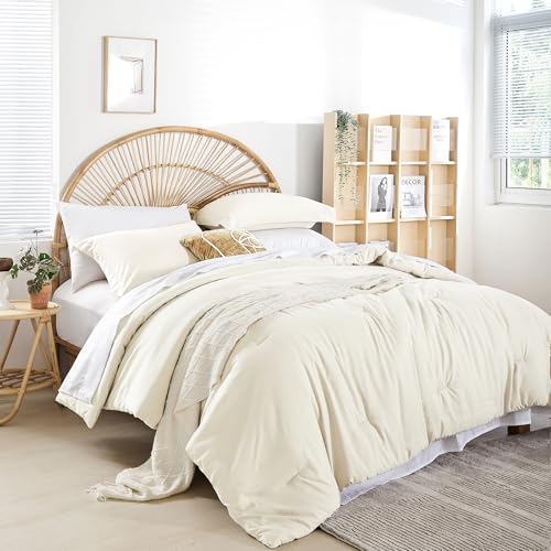 Image of weigelia Full Comforter Set with Sheets - Ivory 7 Pieces Bed in a Bag Full