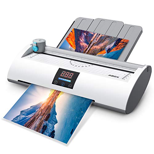 ABOX Laminator Machine Pixseal ?, A4 Thermal Laminating Machine with Feeding Tray, Trimmer, Corner Rounder, 20 Laminating Pouches