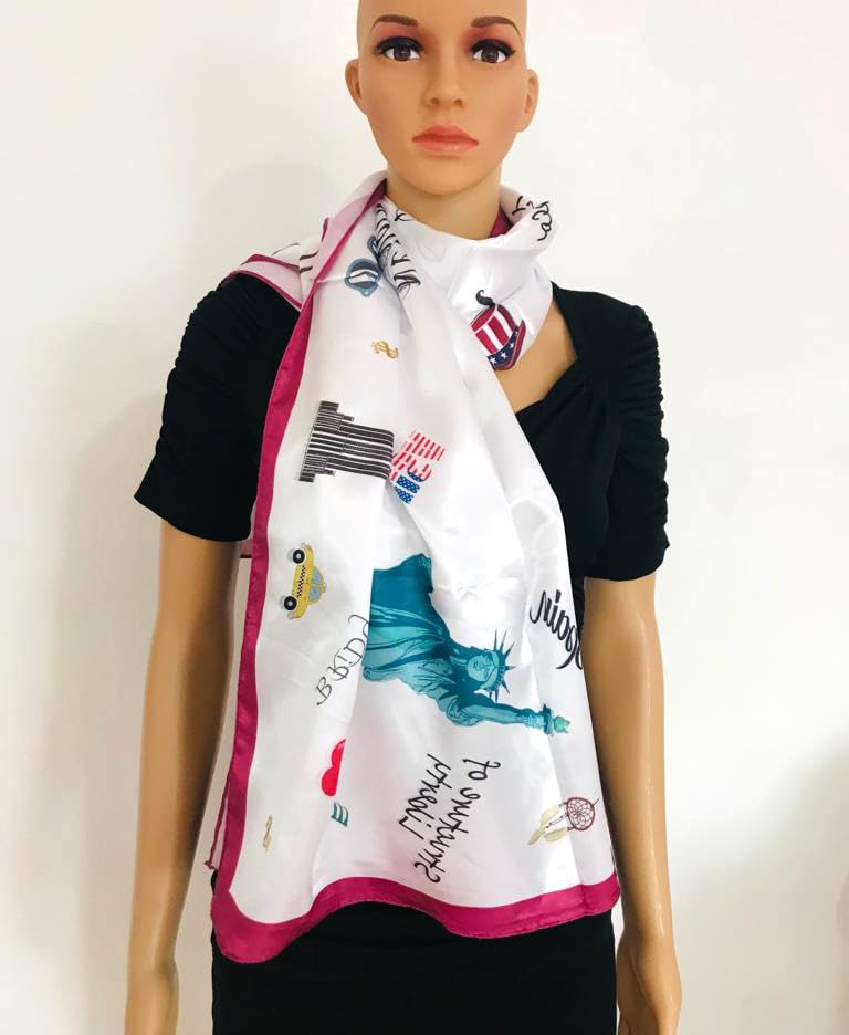 New York USA Fashion Accessory Large Scarf Silk-Like Collectible NYC Holiday Gift Souvenir Wrap Shawl4