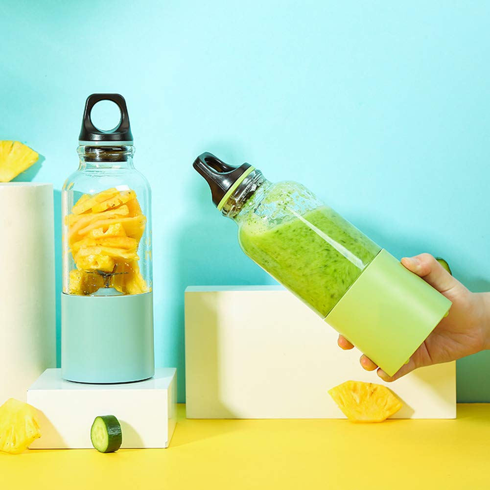 Li-HIM Batidora portátil Personal/Batidora eléctrica Licuadora/Licuadora Recargable USB, 4 Cuchillas 500 ml, para Viajes a casa,Verde