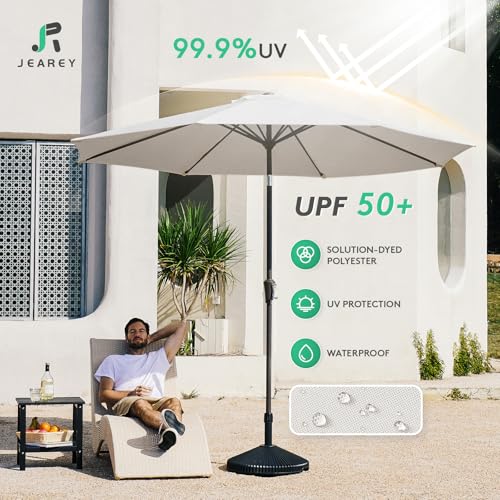 Image of JEAREY 10FT Outdoor Patio Umbrella, Market Umbrella, White