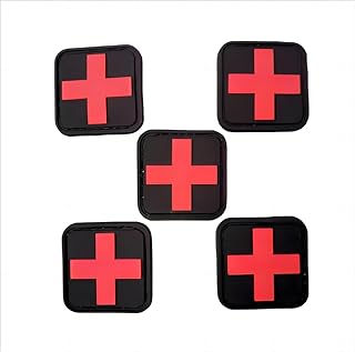 PVC 5 Pieces 1.5 Inch 3D Red Cross Magic Patch Tactical Shoulder Badge Red Cross Medical Nurse Doctor Rescue Morale Emergency Logo(Rounded Horned) - PRISM PIONT