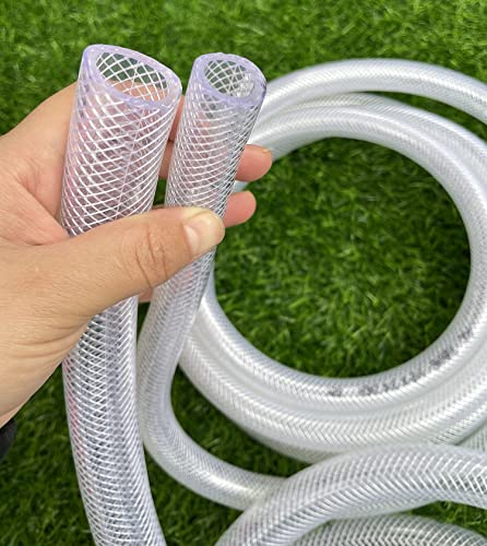 3/4" Id X 1" Od - 10 Ft High Pressure Braided Clear Pvc Vinyl Tubing Flexible Vinyl Tube, Heavy Duty Reinforced Vinyl Hose Tubing #TOP4