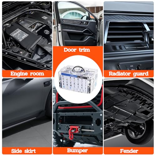 Image of 1355Pcs Car Retainer Clips & Metal Fasteners Kit - 36 Sizes Auto Push Rivets, Bumper U-Nuts & Screws with 5 Blue Trim Tools, Cable Ties. 3-Layer Storage Box for GM Ford (1355Pcs)