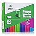 Price comparison product image Paper Jumbo Smoothie Straws,100% Biodegradable [100 Pack] Assorted Colors