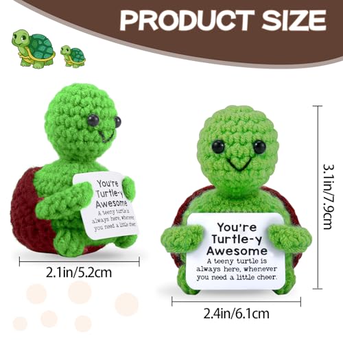 Image of Hoedia Emotional Turtle Small Mother's Day Easter Gifts for Women Men Her Him, Crochet Cucumber Cute Funny Inspirational Support Stuffers College Office Friend Birthday Basket Filler Decorations