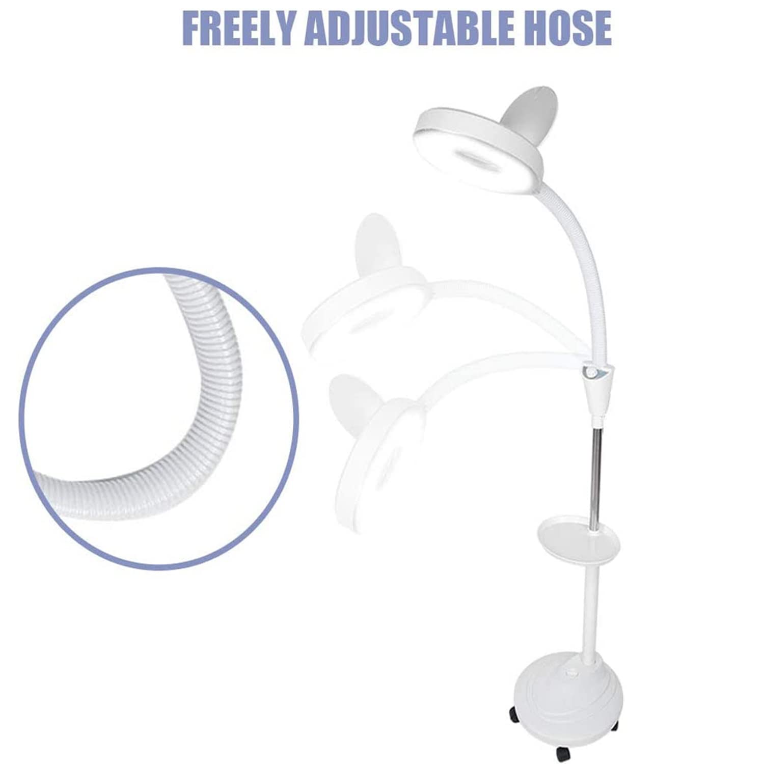 Lampada da terra con lente d'ingrandimento regolabile 8X, lampada di bellezza per tatuaggi semipermanente, lampada con lente d'ingrandimento a luce fredda da pavimento, per salone manicure bellezza