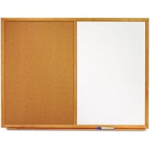 Quartet Combination Whiteboard & Corkboard, 4 x 3 Combo White Board & Cork Board, Oak Finish Frame S554