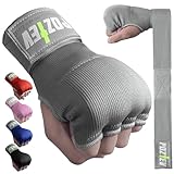 POZTEV Boxing Hand Wraps for Men & Women - Boxing Quick Wraps Inner Gloves Kickboxing Handwraps for Boxing Gloves Gear Knuckle Support Elastic Wrist Straps for Training MMA Shadowboxing (Grey L/XL)