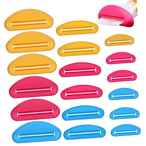 HAPINARY 18pcs Extruder Squeezers Toothpaste Dispenser Tube Squeezer Tool Paste Squeezer Toothpaste Winder Toothbrush Manual Juicers Toothpaste Tube Roller Refillable Hand Juicer Plastic