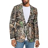 TOADDITDO Camo Hunting Suit Blazer for Men's Jackets Casual Regular Fit Sports Coats Lightweight One Button Open Front Long Sleeves Tops