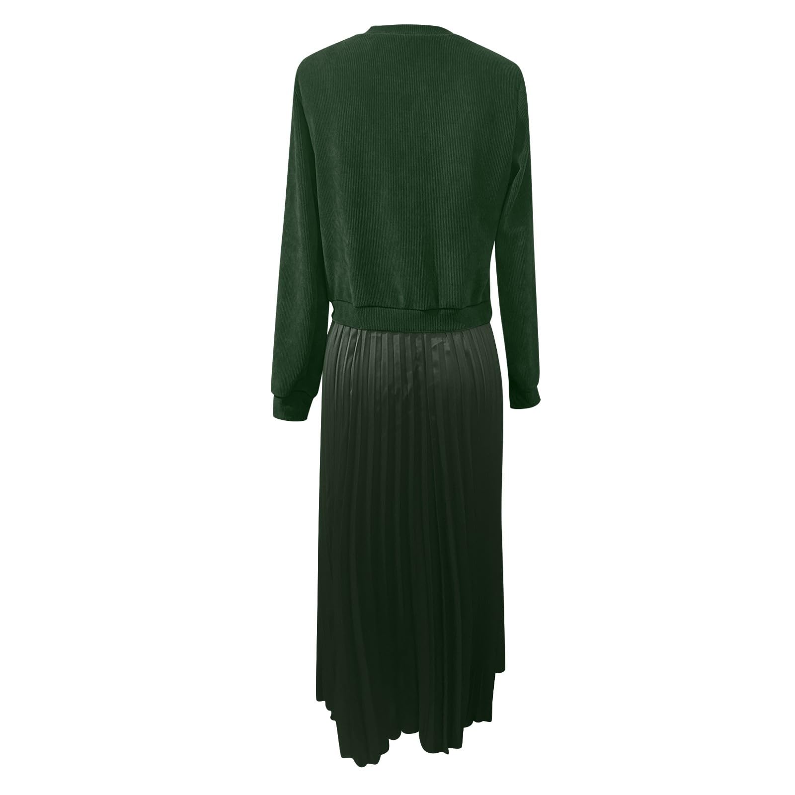 Damen Kleider Elegant Strick Patchwork Strickkleid Damen Winter Lang Faltenkleid Langarm Winterkleid Damen Elegant A Linie Pulloverkleid Frauen Winter Lange Plissee Kleid Casual Strickkleider