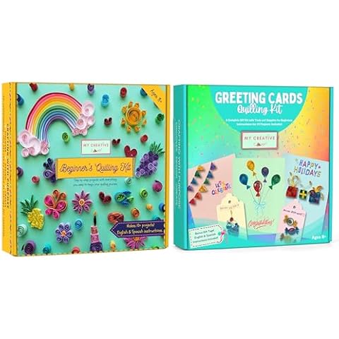 MY CREATIVE CAMP Beginner's Quilling Kit + Greeting Cards Quilling Kit Bundle Cover