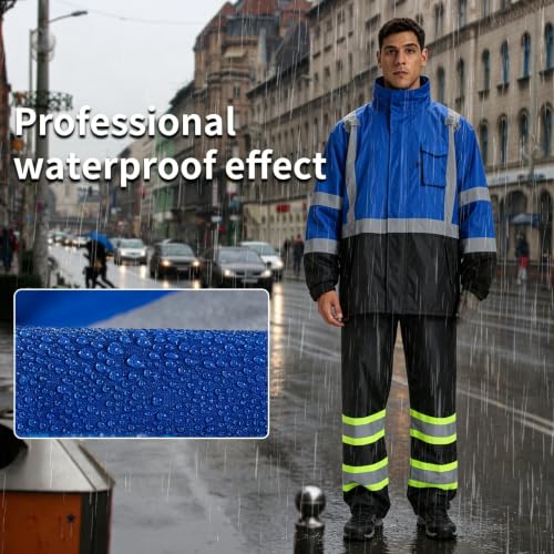 Image of SRsafety High Visibility Rain Gear, Class 3 High Visibility Work Rain Gear for Men, Construction Rain Suits