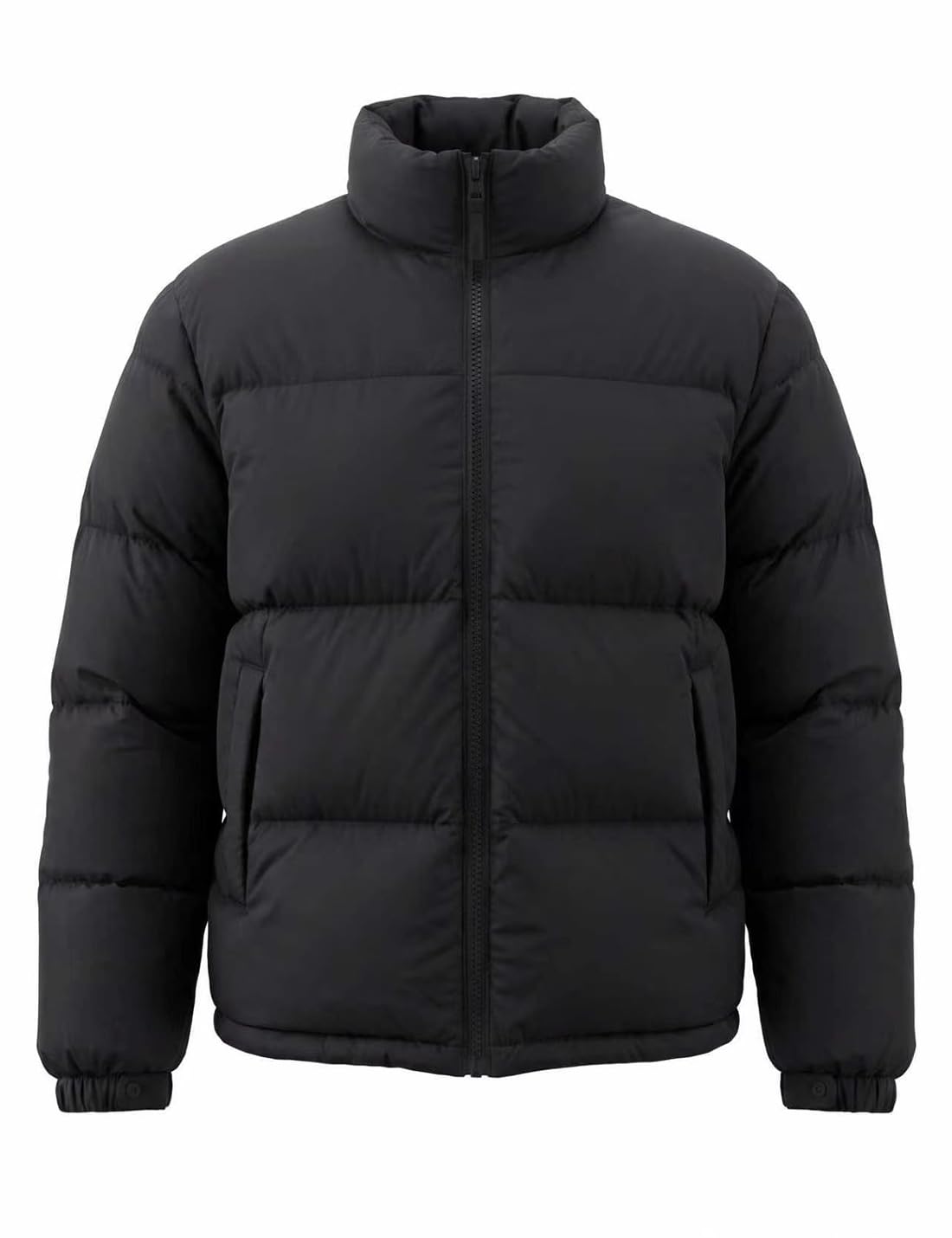 Men's Puffer Jacket Thickened Winter Coat Warm Stand Collar Color Block Zip Up Jacket Ski…