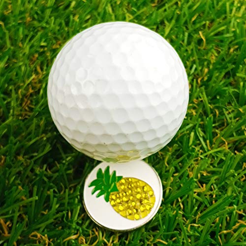 Golters Golf Ball Markers With Hat Clips Value Sets For Men Women Golfer, Removable Attaches Easily To Golf Cap Premium Gifts (Pinapple Flamingo) #TOP2