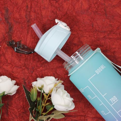 Image of EKAN 2 in 1 Motivational Water Bottles Set 600 ml, 200 ml Large Capacity Sipper Bottles for School kids Use Leak-proof BPA-Free Water Bottles (Water Bottle 2pcs)