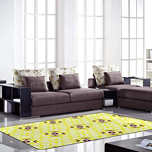 Tapis Grand Salon Moderne Motif Floral en Polyester Maison