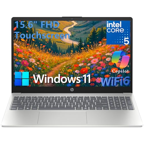 Image of HP 15.6 inch Laptop, FHD Touchscreen Display, 13th Gen Intel 10-Core i5-1334U, 16GB DDR4 RAM, 1TB PCIe SSD, WiFi 6, Bluetooth 5.4, HDMI, Type-C, Copilot Key, Windows 11 Home for Student and Business