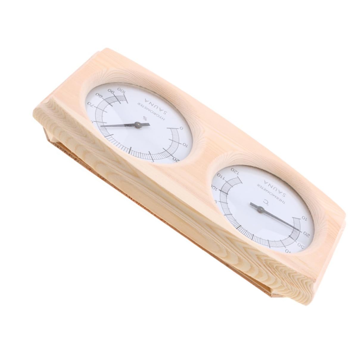 POPETPOP Wooden Hygrothermograph Multiple Temperature Humidity for Sauna Indoor Use Durable Golden Pointer with Dial Measures to Great Present Option