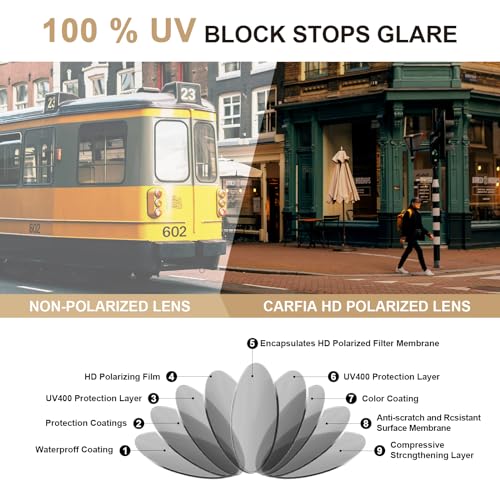 Image of CARFIA Acetate Polarized Sunglasses for Men Retro Classic Round Shades