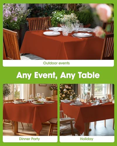 Image of Pureegg Polyester Tablecloth 60 inch x 84 inch Reusable & Washable Rust | Durable, RectangleTable Cloth , for Outdoor Party, Picnic, Wedding, Banquet, Birthday