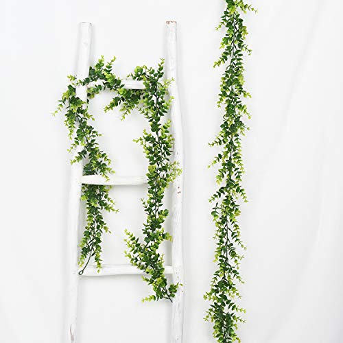 Artiflr Artificial Vines Faux Eucalyptus Garland, 2 Pack Fake Eucalyptus Greenery Garland Hanging Vine Plant, 6 Feet/Pcs Eucalyptus Leaves For Wedding Backdrop Arch Wall Table Festival Party Decor #TOP6