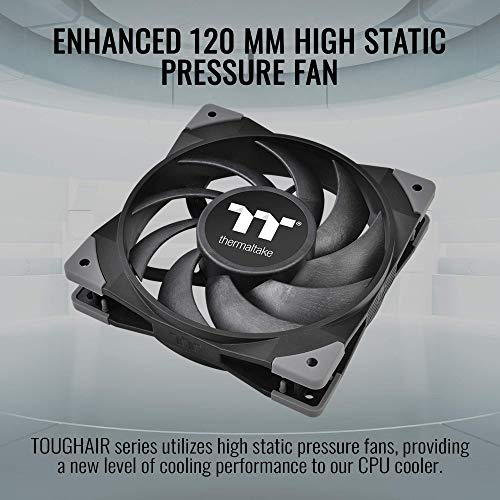 Image of Thermaltake TOUGHAIR 510 180W TDP CPU Cooler, Intel /AMD Universal Socket (LGA 1851 /1700 /1200), Dual 120mm 2000RPM High Static Pressure PWM Fan with High Performance Copper Heat Pipes CL-P075-AL12BL-A