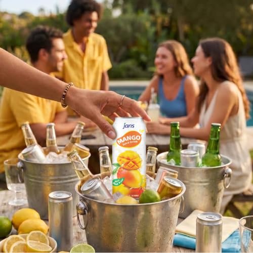 Image of Jans 100% Mango Juice Drink with Real Pulp, 16.57 fl oz, Pack of 12