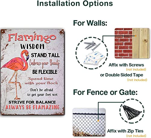 Xitangyouyu Flamingo Wisdom Metal Sign - Inspirational Indoor Outdoor Flamingo Decor Sign - Decorative Beach Sign With Glossy Finish - Pre-Drilled Holes For Easy Mounting 12X16Inch/Tin Sign… #TOP2