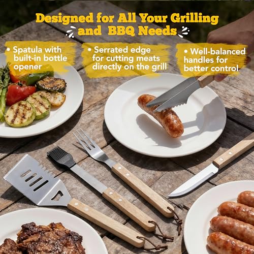 Set personalizado de herramientas para parrilla con caja de madera miniatura 5