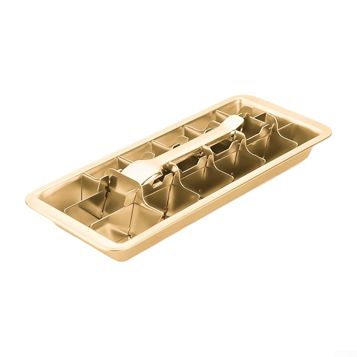 Vassoio per cubetti di ghiaccio in acciaio inossidabile con 18 fessure a leva, color oro, per congelamento rapido, strumento per cocktail bar, whisky, caffè, feste, casa, cucina, 28,5 x 12 x 3 cm