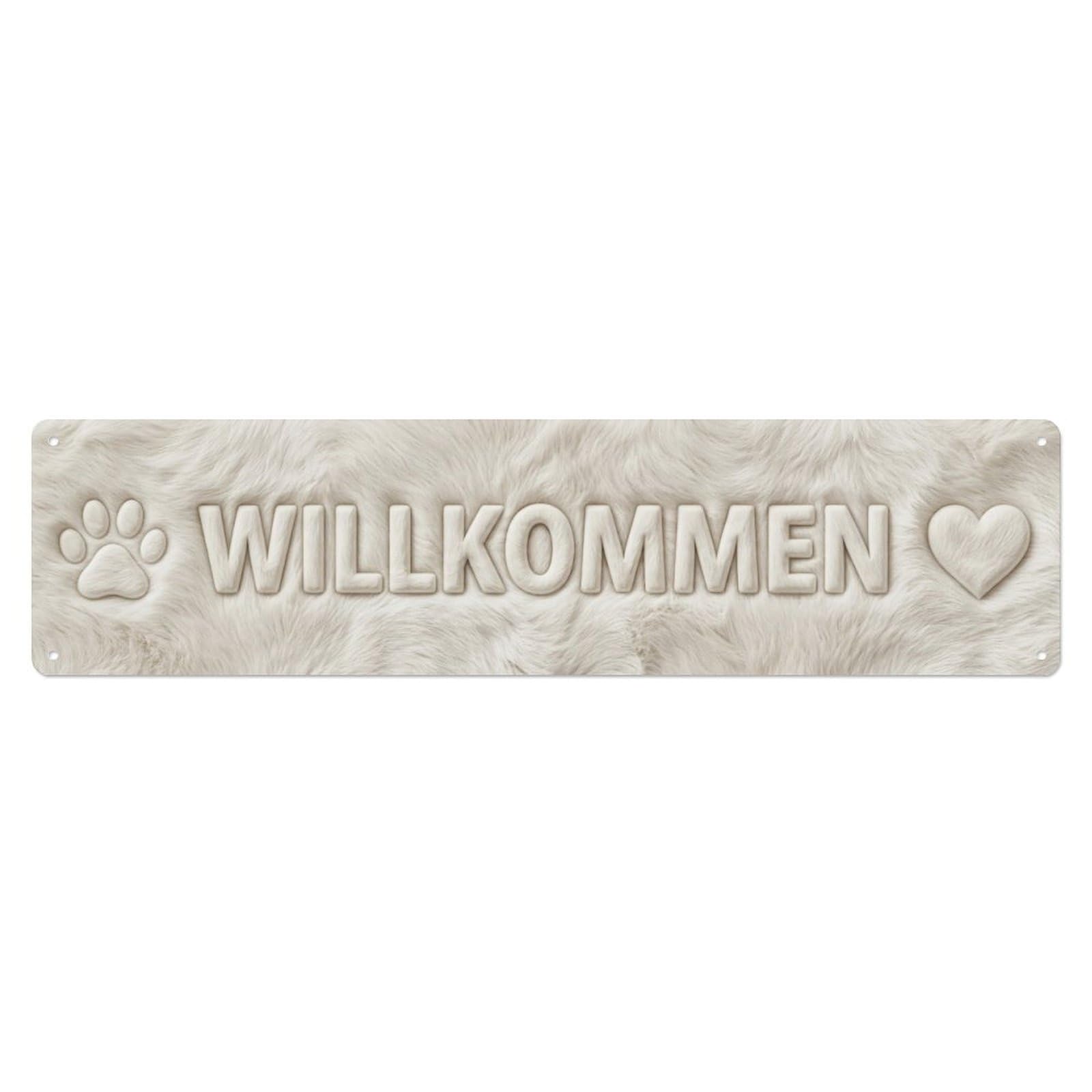 Fur Texture Cozy Warm Welcome Metal Tin Sign