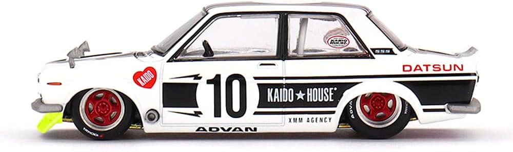 Diecast Model Car Compatible with Kaido House x Mini GT 1:64 Datsun 510 Street Team XMM V1 WhiteLimited Edition KHMG176