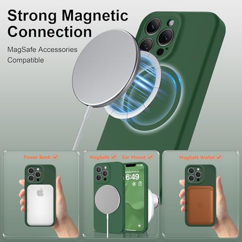 Coque iPhone 13 Pro compatible MagSafe doublure microfibre vert