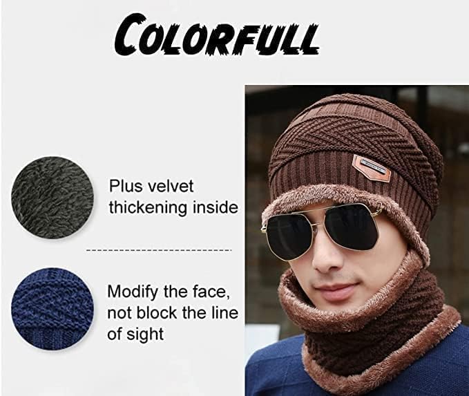 Image of TEKCOOL Woolen Winter Cap for Women & Men in Winter for Thermal Wear Stylish Soft Caps for Boys & Girls for Warm Wear Head hat Garam Topaa cap's Breathable Lightweight Windproof with hand gloves